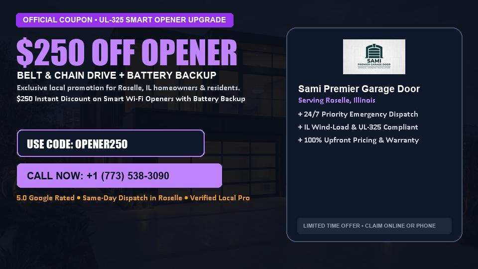 $250 OFF Smart Wi-Fi Garage Door Opener Installation in Roselle, IL - Sami Premier Garage Door