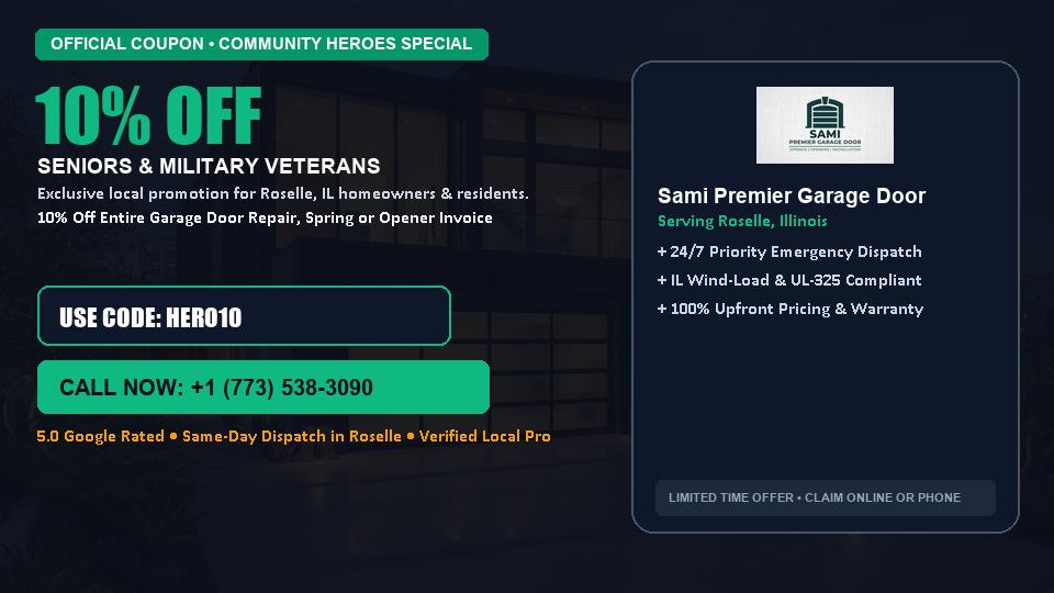 10% OFF Senior, Military & First Responder Discount in Roselle, IL - Sami Premier Garage Door